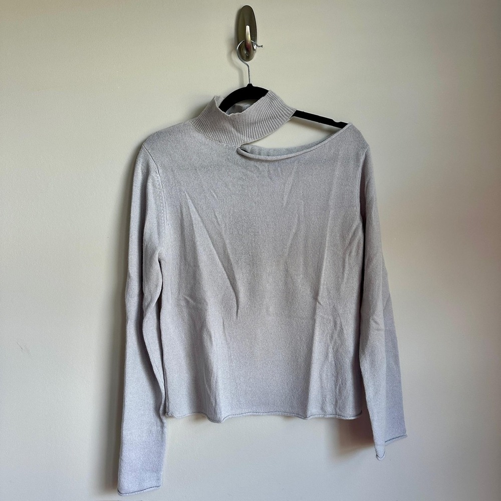 RtA 100% Cashmere Sweater Womens Small Cutout Mock Neck Gray NWT